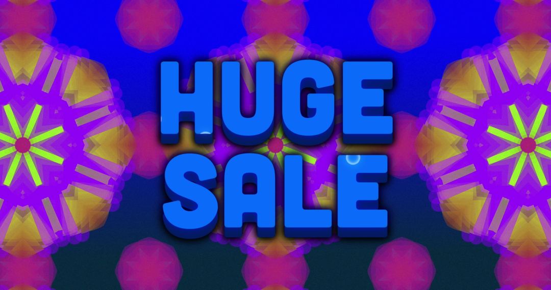 Vibrant Kaleidoscopic Pattern with Huge Sale Text Overlay