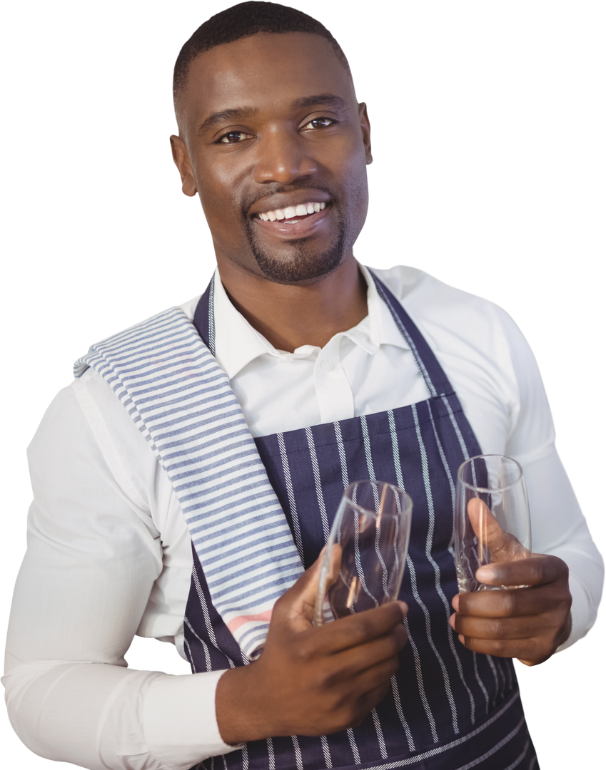 Transparent Waiter Smiling Holding Wine Glasses - Download Free Stock Images Pikwizard.com