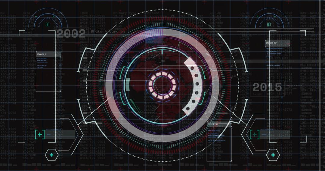 Futuristic Digital Interface with Rotating Concentric Elements