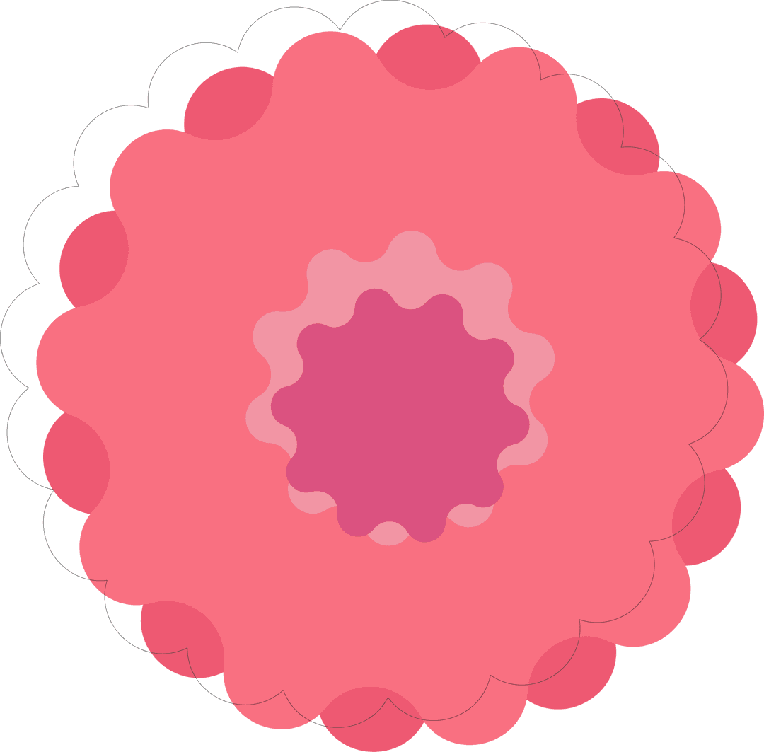 Transparent Rosette with Scalloped Pink Layers on Solid