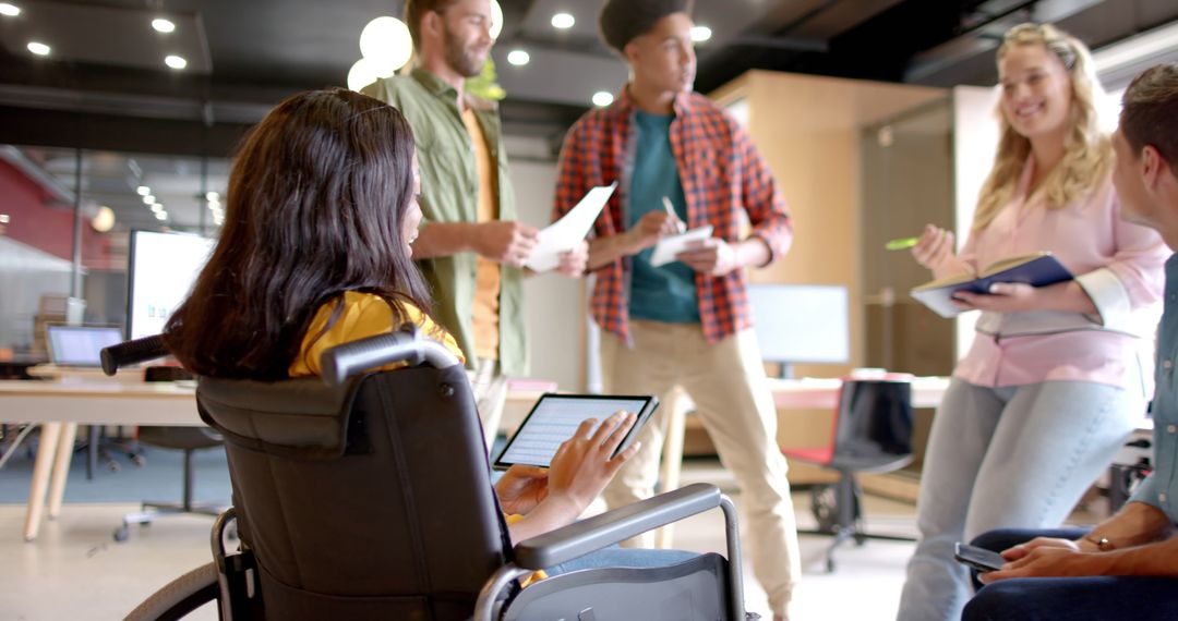 Inclusive Team Meeting in Modern Office with Young Diverse Colleagues