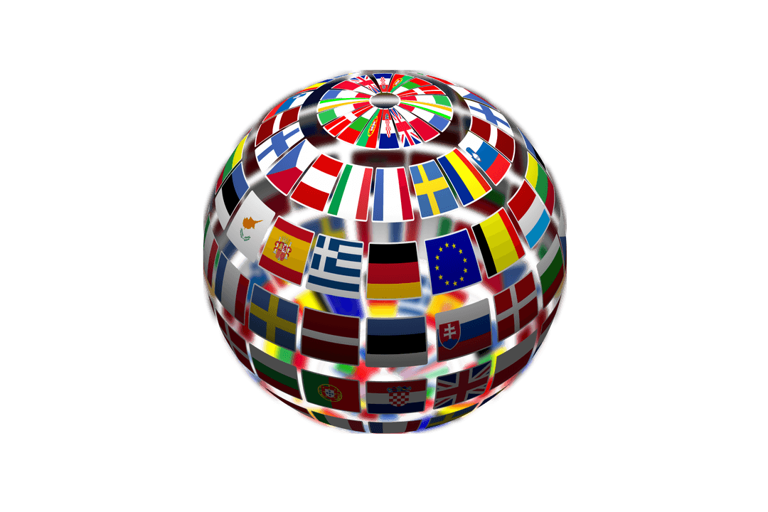 Digital Globe of National Flags with Transparent Background