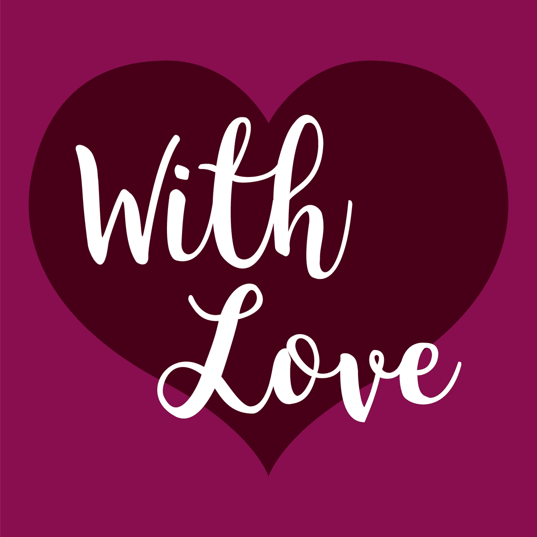 Transparent Valentine's Card With Love Text and Heart Design