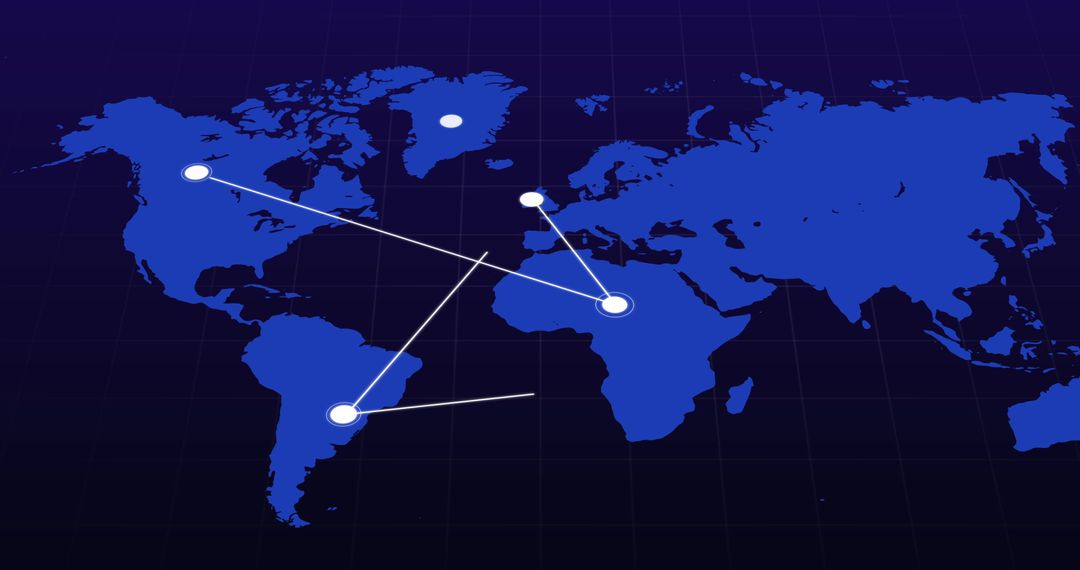 Blue World Map with Global Network Connectivity