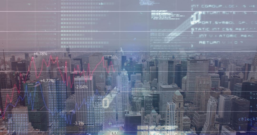 Digital Interface and Networking Concept Overlaid on Cityscape