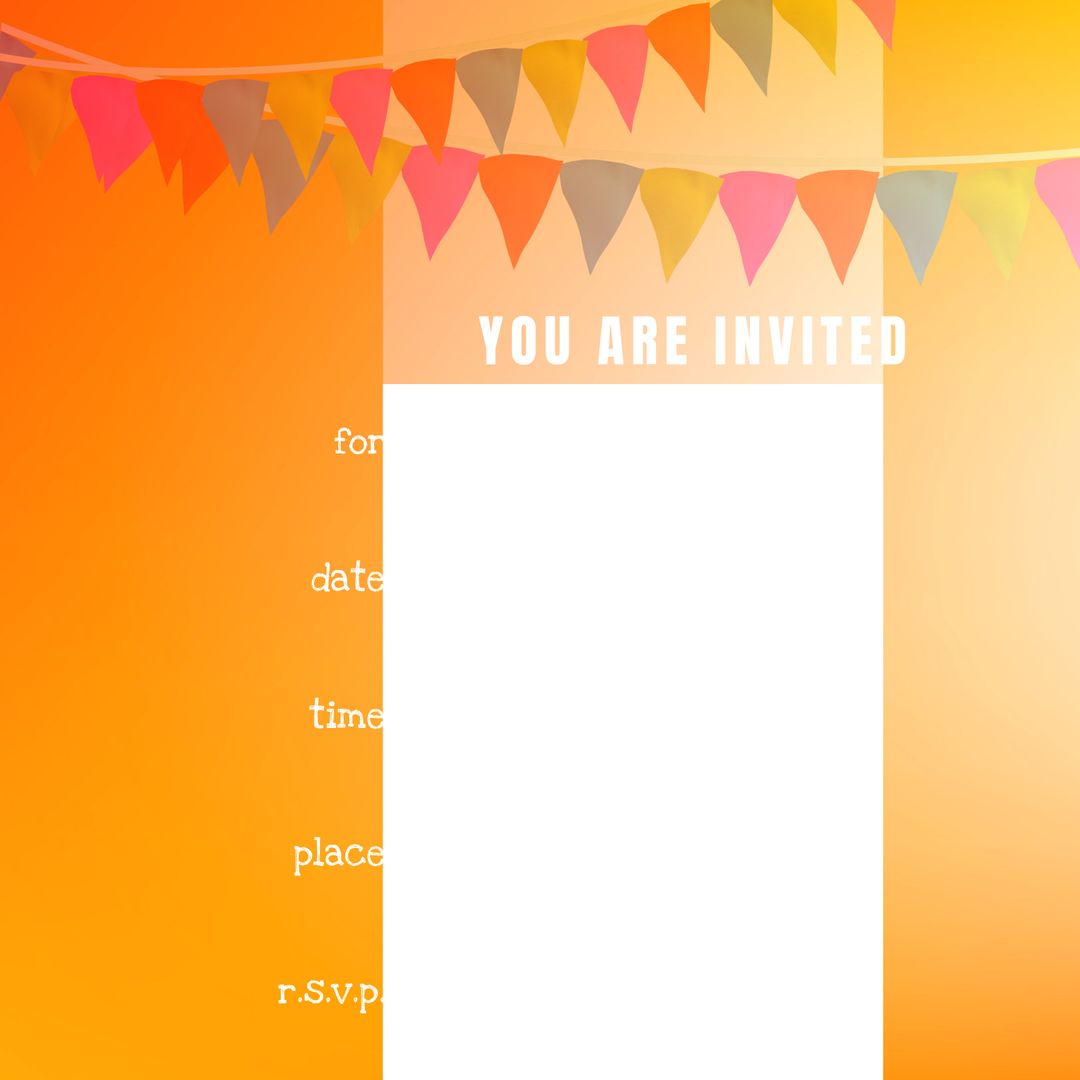 Festive Invitation Template with Vibrant Bunting and Warm Background