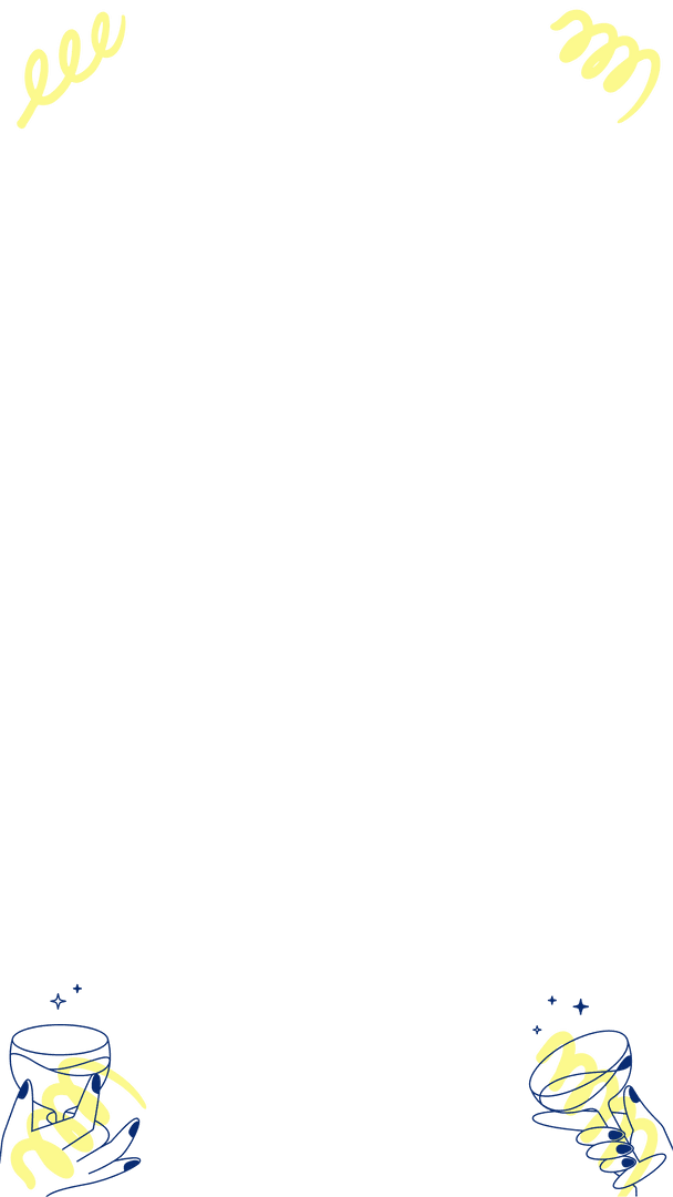 Party Border with Streamers Poppers on Transparent Background