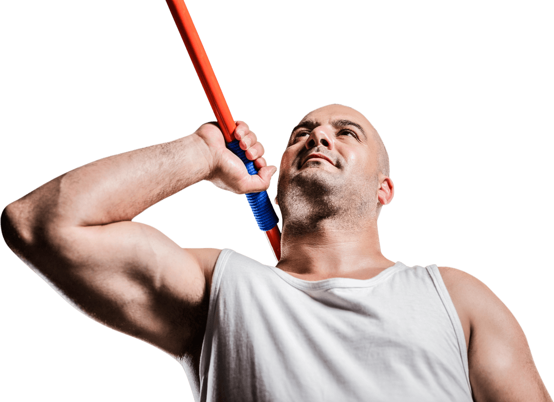 Transparent Image of Athlete Preparing Javelin Throw