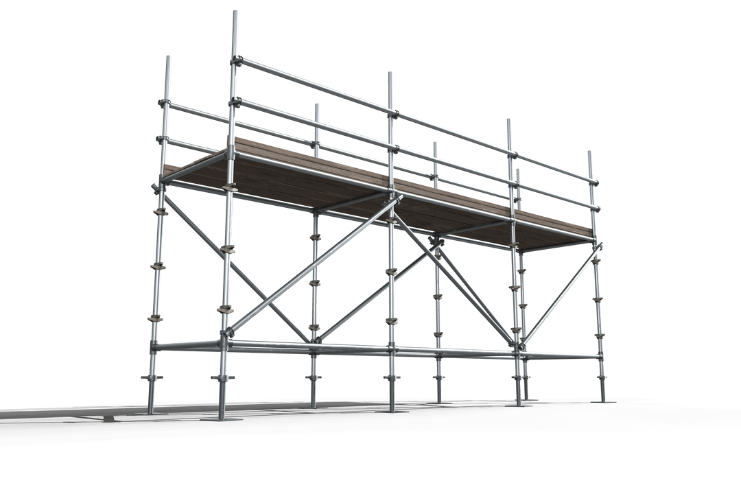 Steel Construction Scaffolding on Transparent Background for Building Use