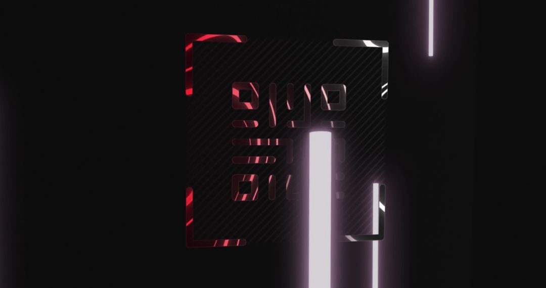 Stylish QR Code Scanning with Neon Stripes and Black Background