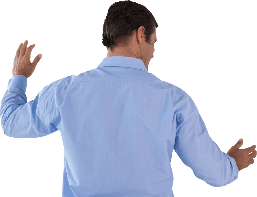 Male Executive Engaging with Transparent Digital Interface