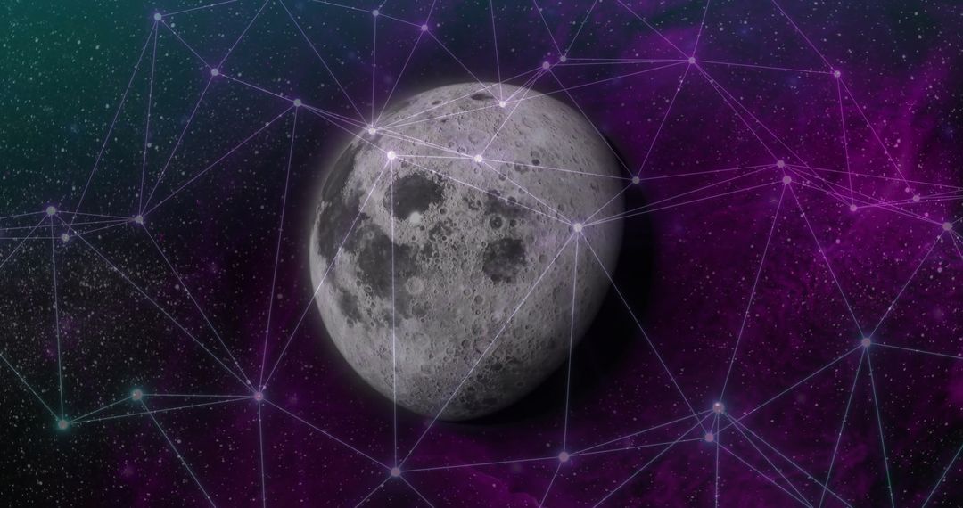 Moon Among Starry Network Connections in Space