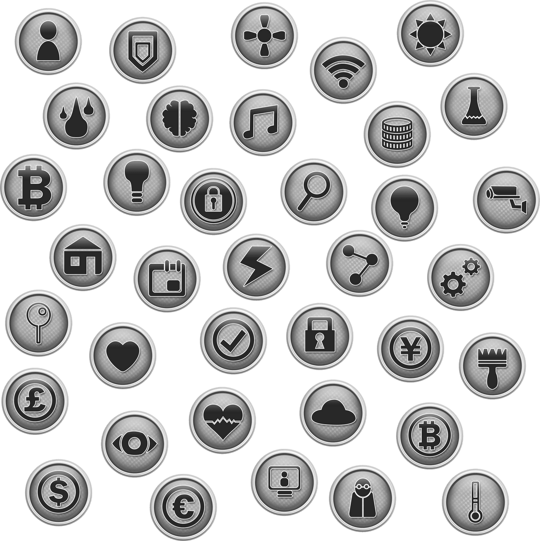 Transparent Vector Icons Set with Metallic Circle Design - Download Free Stock Images Pikwizard.com