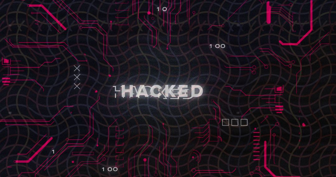 Cybersecurity Breach Concept with Glitchy HACKED Text