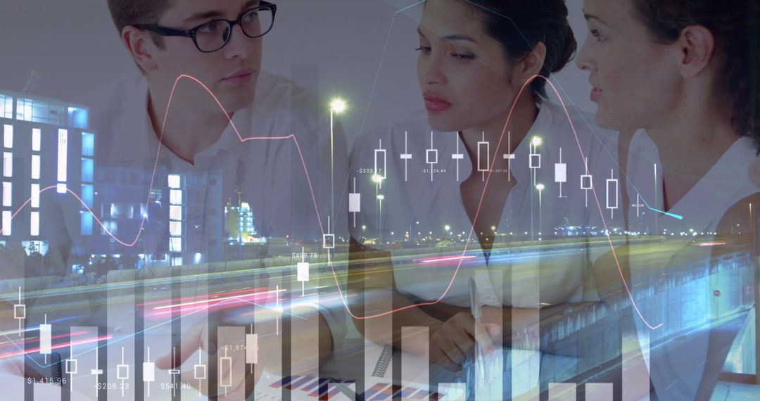 Financial Professionals Analyzing Market Data with Innovative Technology