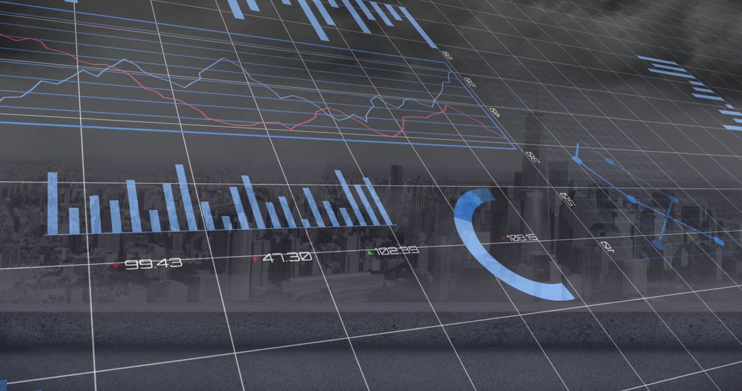 Futuristic Data Analytics Diagrams Overlay on Urban Background