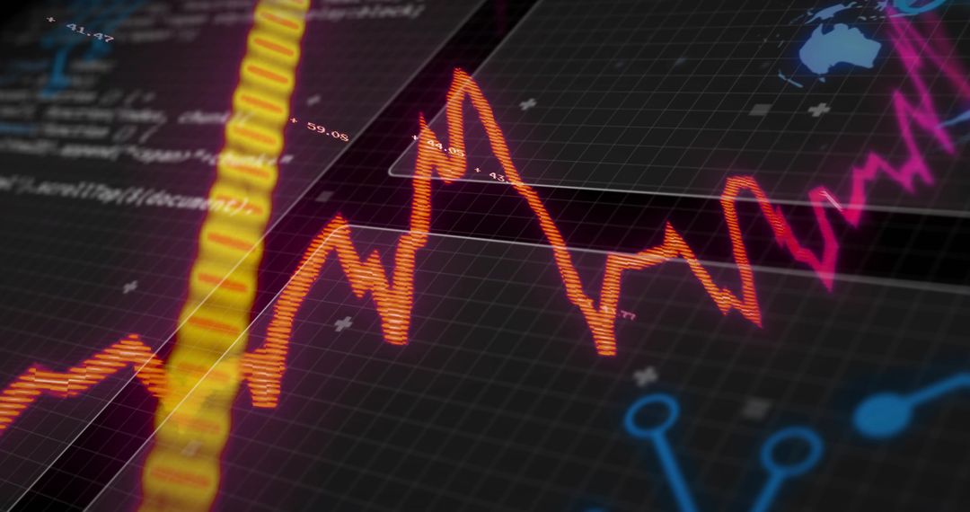 Futuristic Dashboard with Glowing Line Graph and Analytics