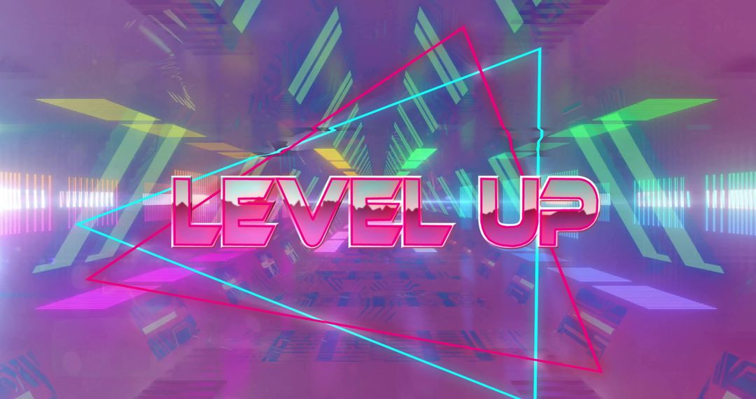 Vibrant Geometric Design with Level Up Text