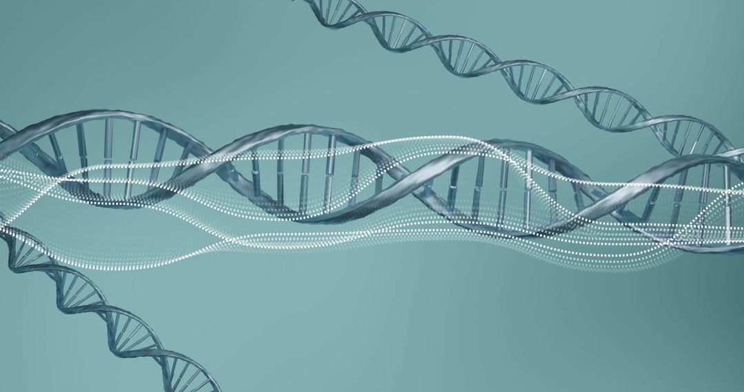 Digital DNA Strands Overlaid with Technology Interface Lines