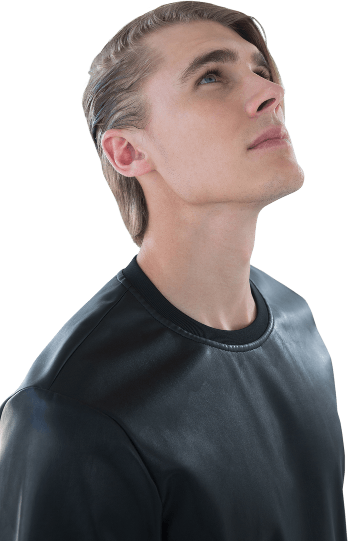 Young Man in Leather Jacket Transparent Background Portrait