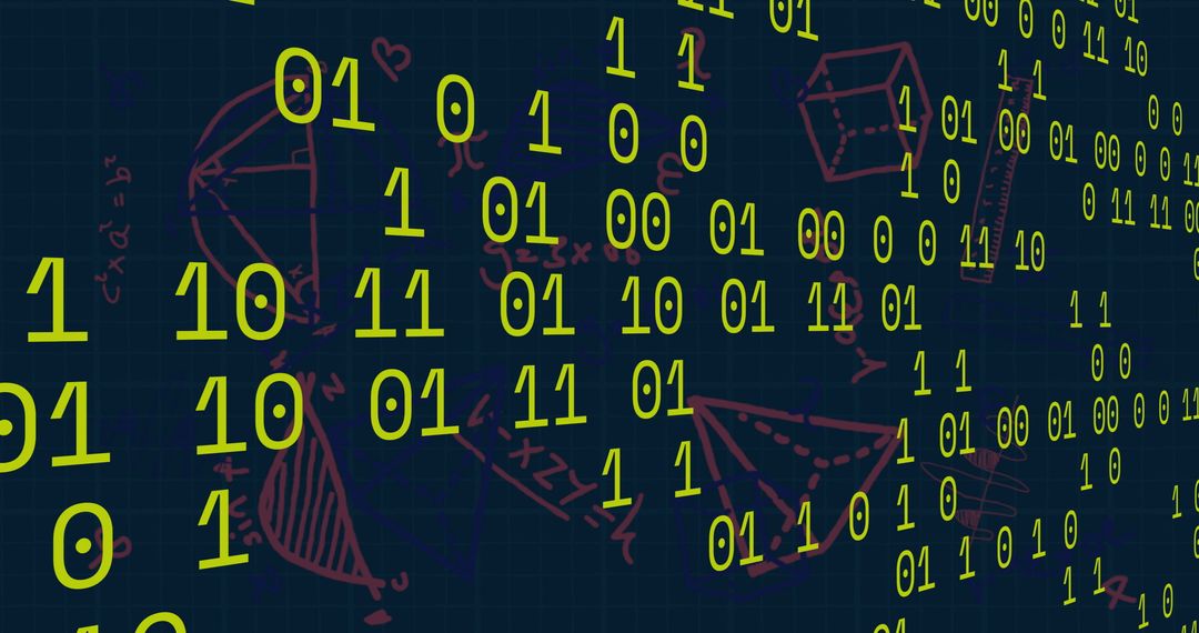 Binary Code and Mathematical Formulas on Digital Background
