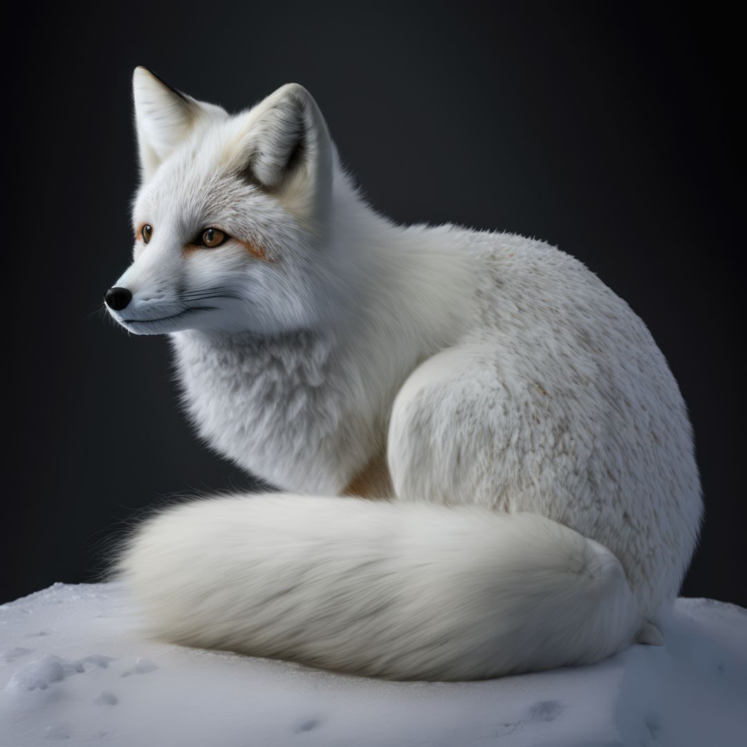 White Arctic Fox Sitting on Snow, Side Profile View - Free Images, Stock Photos and Pictures on Pikwizard.com