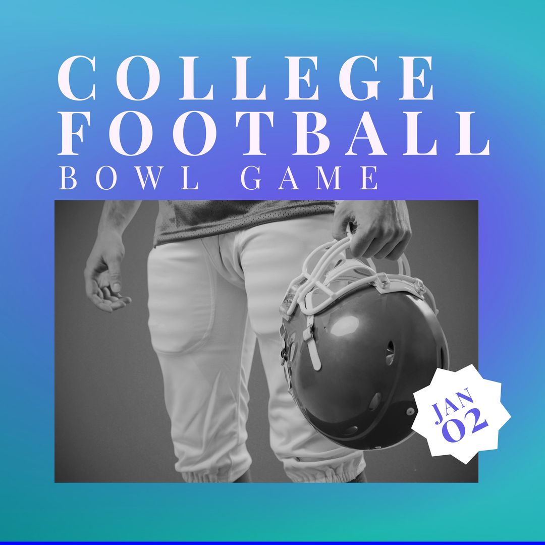 College Football Bowl Game Announcement with Player Holding Helmet - Download Free Stock Templates Pikwizard.com