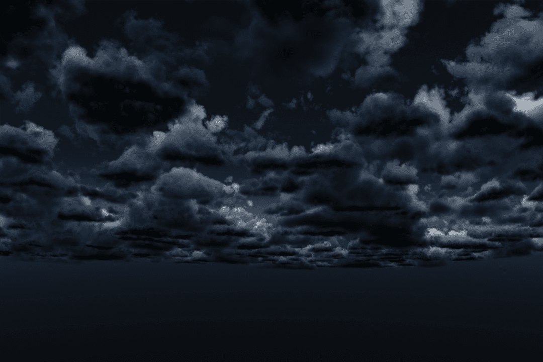 Eerie Dense Cloudscape during Night with Transparent Sky