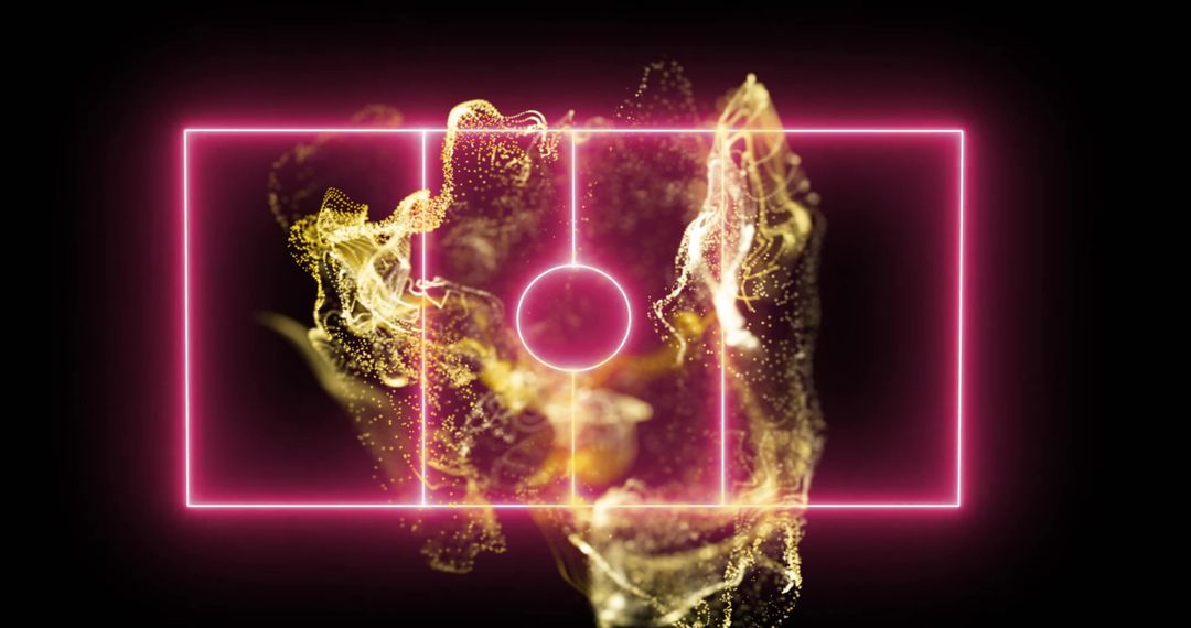 Dynamic Neon Basketball Court with Futuristic Particles