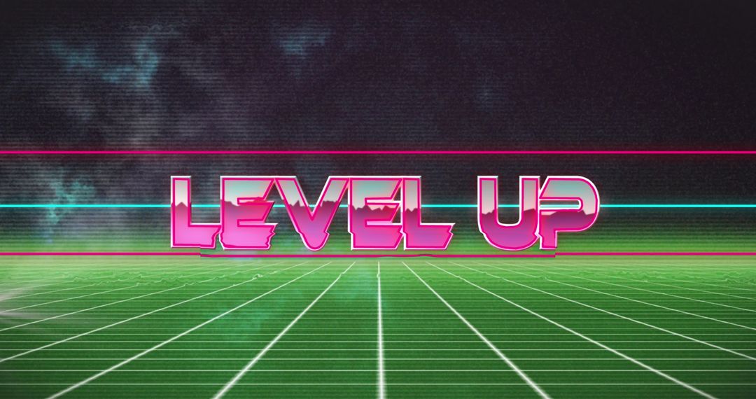 Retro Level Up Text with Neon Look