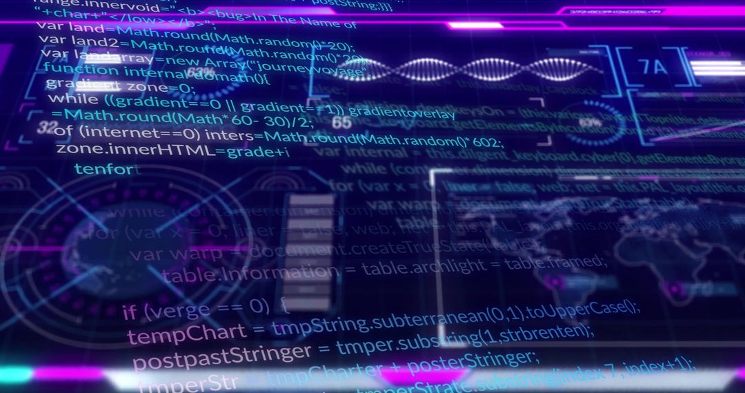 Futuristic Holographic AR Display with Code and World Map