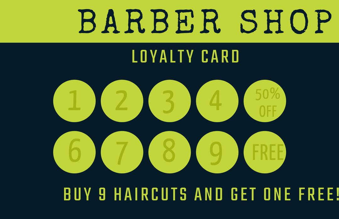 Barber Shop Loyalty Card with Punch System for Customer Retention - Download Free Stock Templates Pikwizard.com