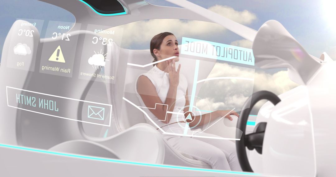 Futuristic Car with Autopilot Technology and Transparent Interface