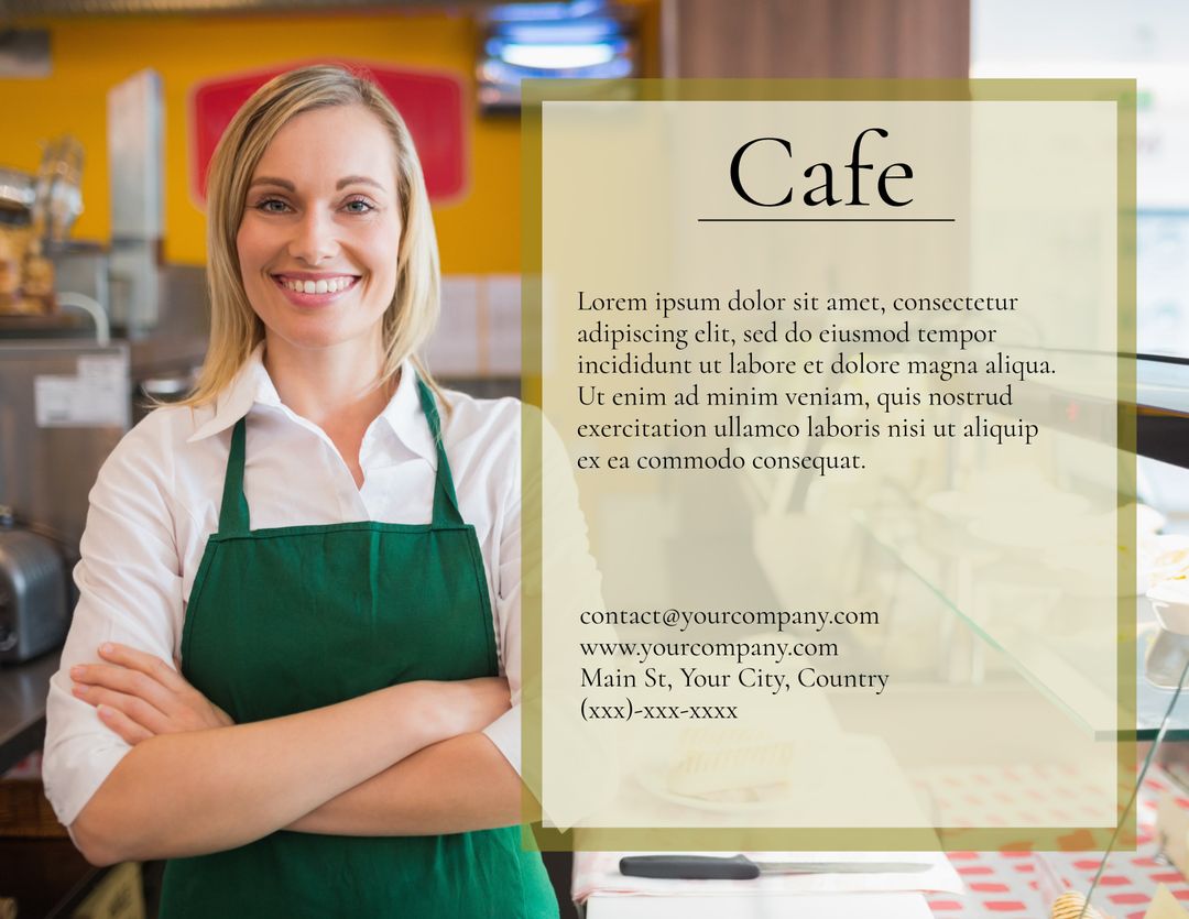 Smiling Barista in Green Apron in Cozy Cafe Background - Download Free Stock Templates Pikwizard.com