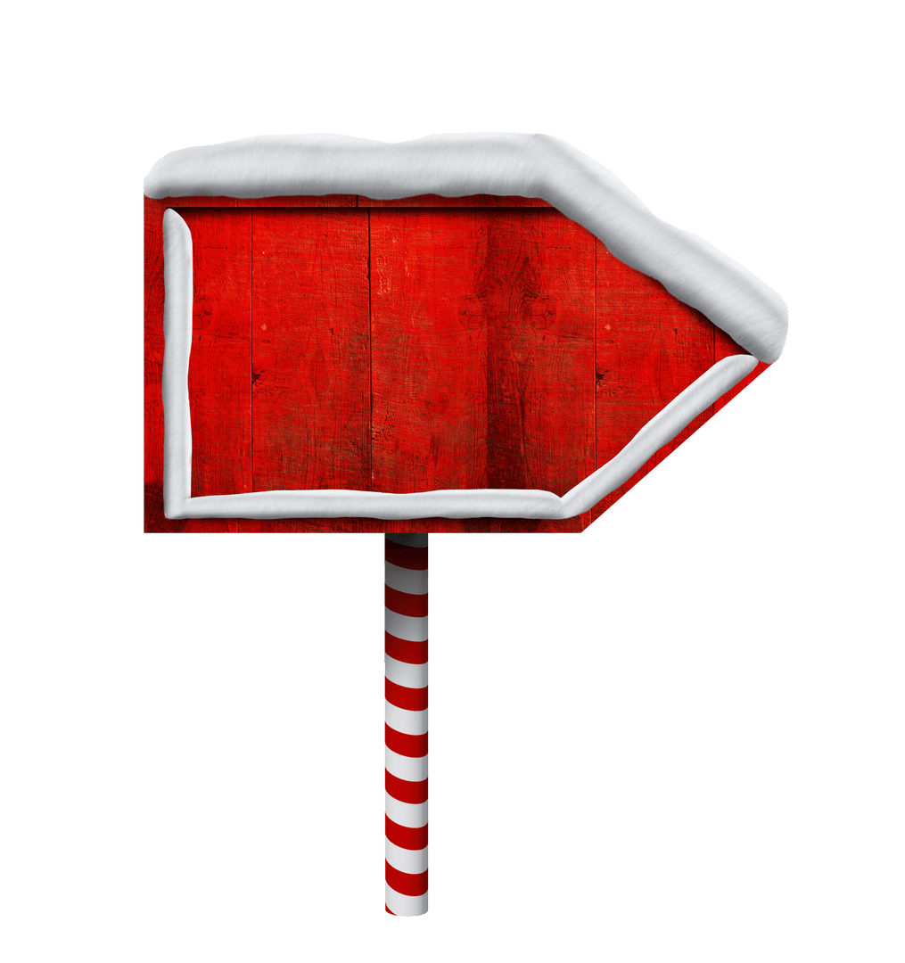 Winter Arrow Signpost with Snow on Transparent Background