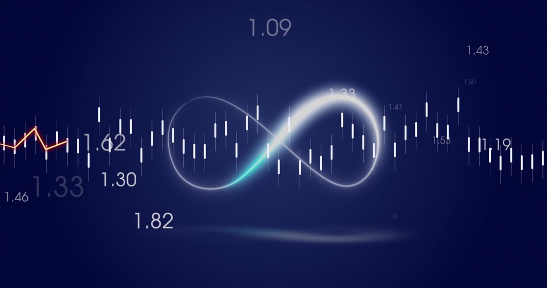 Infinity Symbol with Stock Market Graph on Blue Background