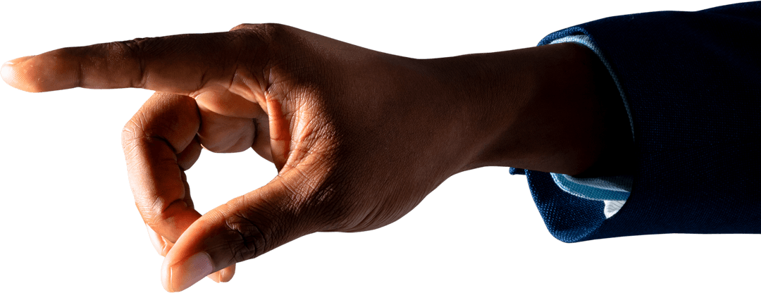 Transparent Hand Pointing Gesture of African American Businessman