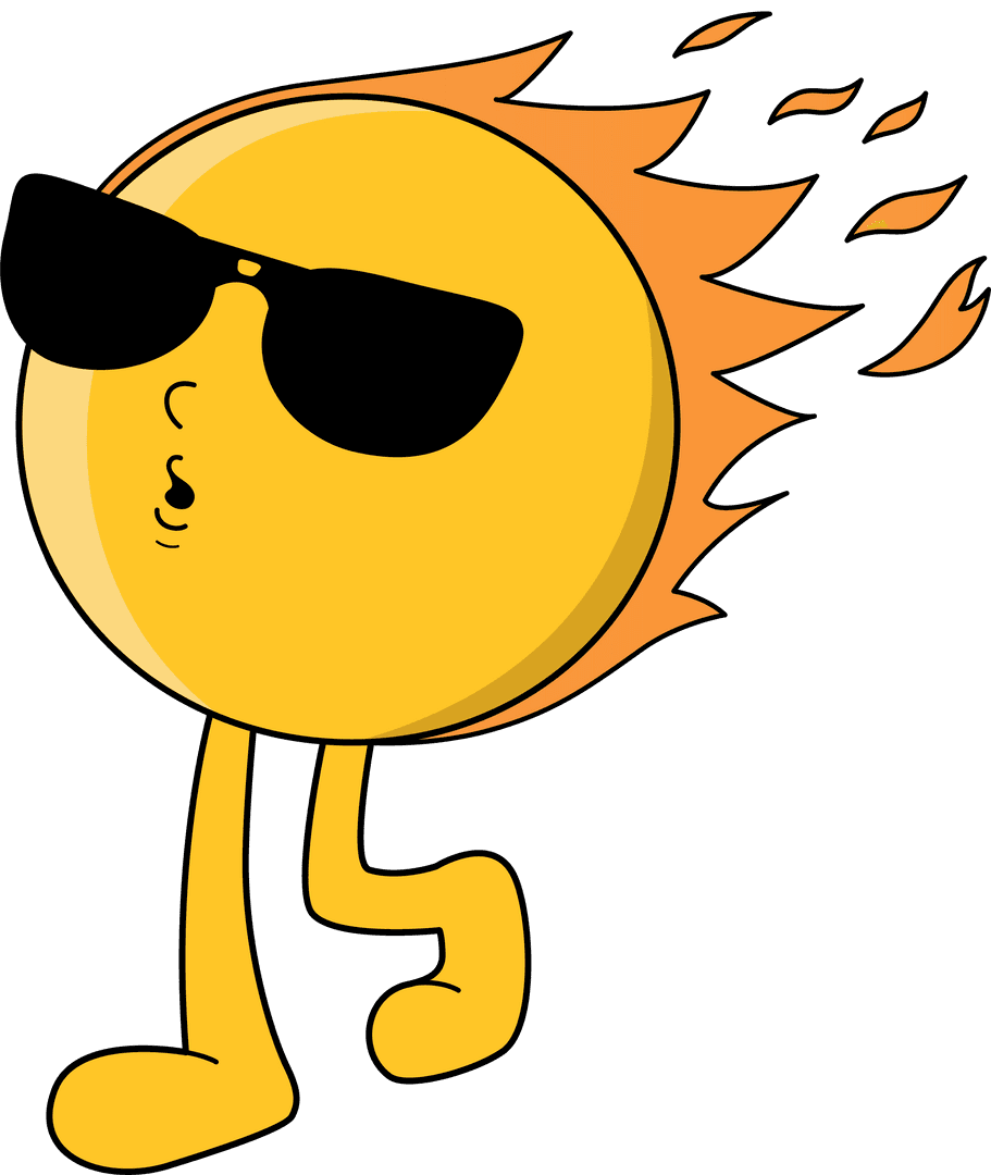 Transparent Sunshine Character with Sunglasses and Playful Expression