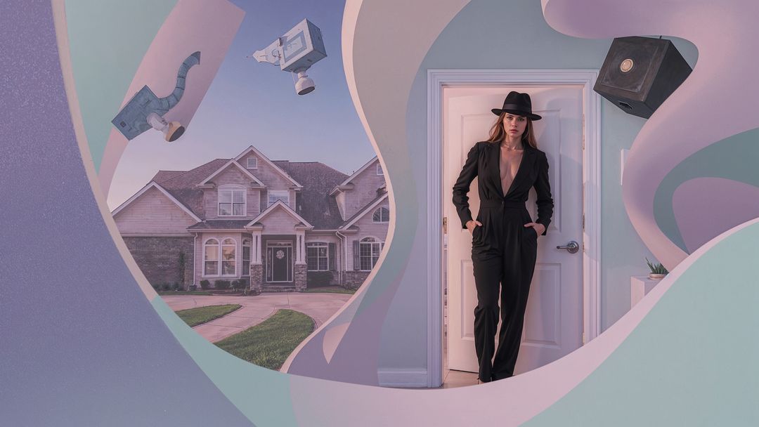 Confident Woman Sleuth in Modern Blend of Futuristic Elements