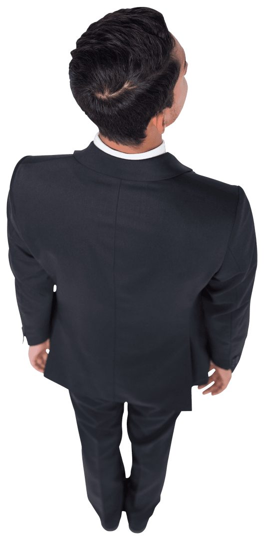 Transparent Back View of Businessman in Deep Thought