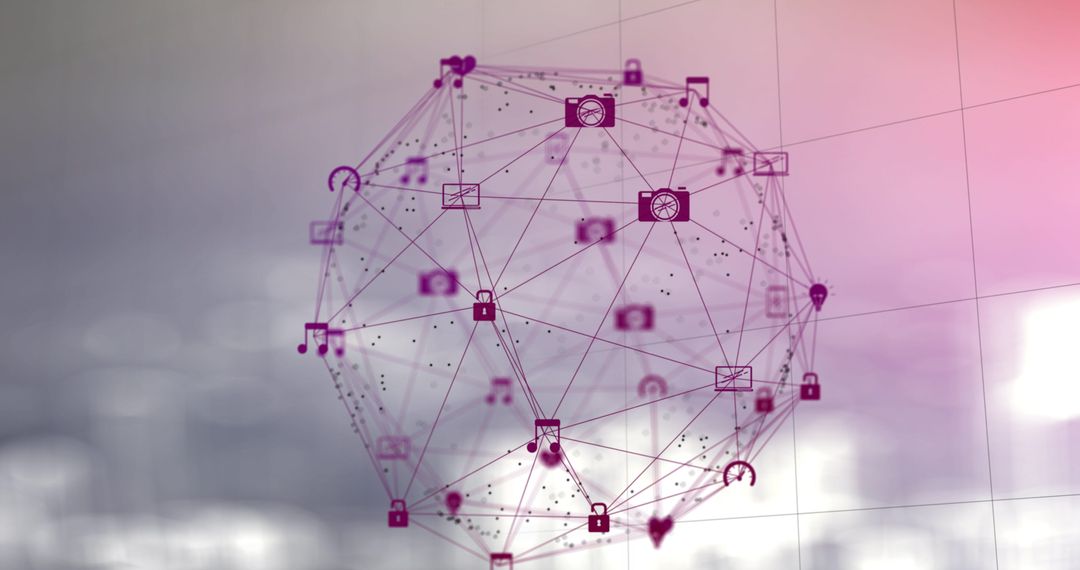 Digital Globe with Technology Icons Illustrating Networking