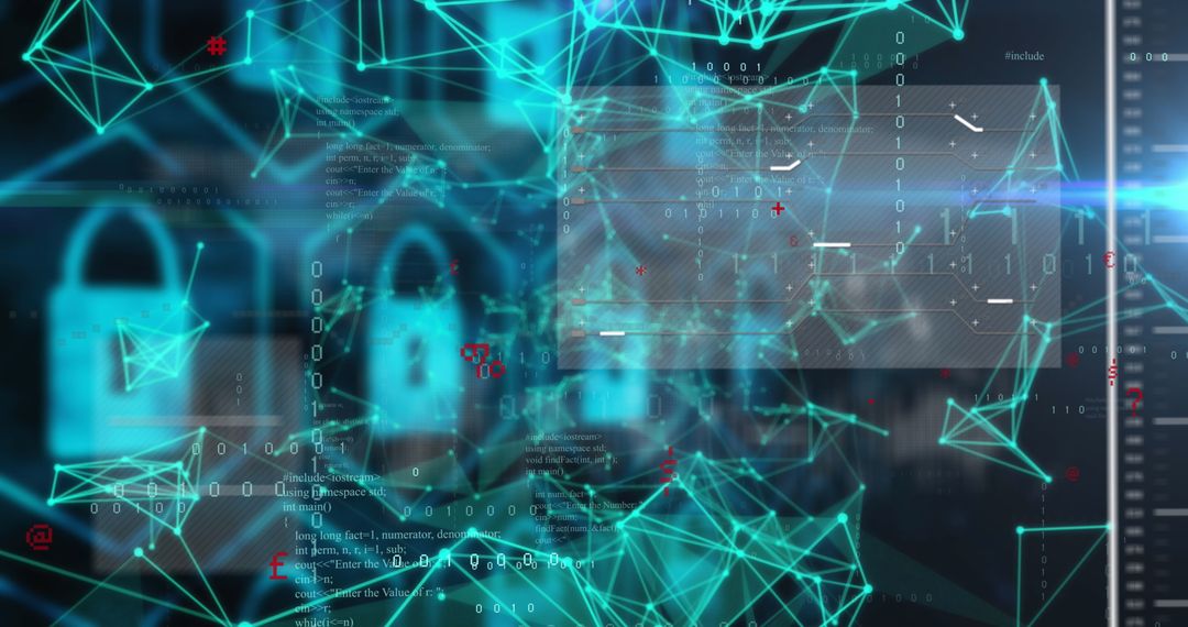 Futuristic Cybersecurity Interface with Digital Encryptions