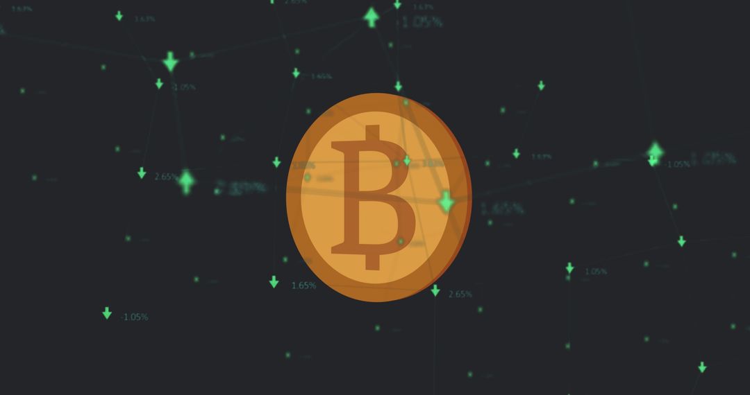 Bitcoin Symbol Against Digital Financial Data Matrix