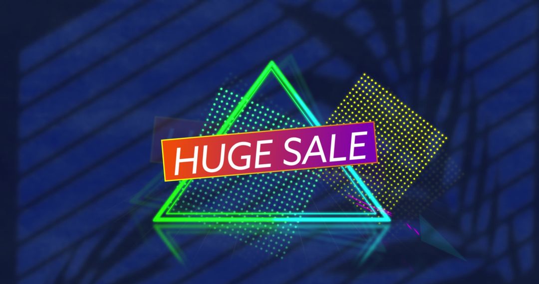Retro Sale Announcement with Neon Triangle Design