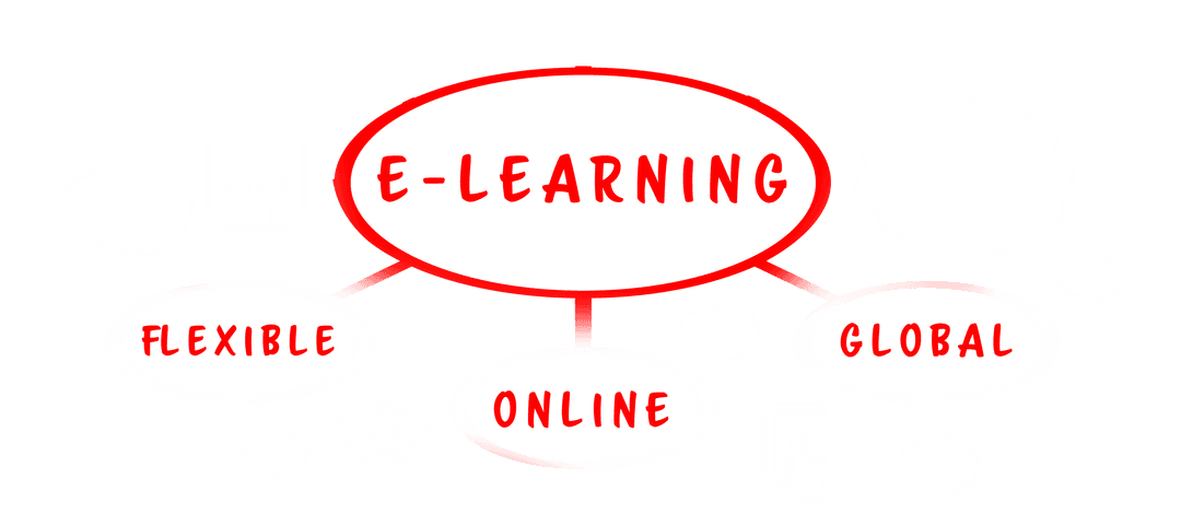 Transparent E-Learning Concept Graphic with Keywords