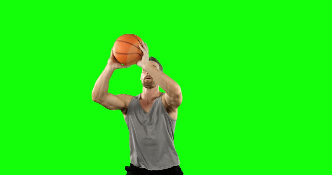 Man Playing Basketball in Action Pose on Green Screen - Free Images, Stock Photos and Pictures on Pikwizard.com