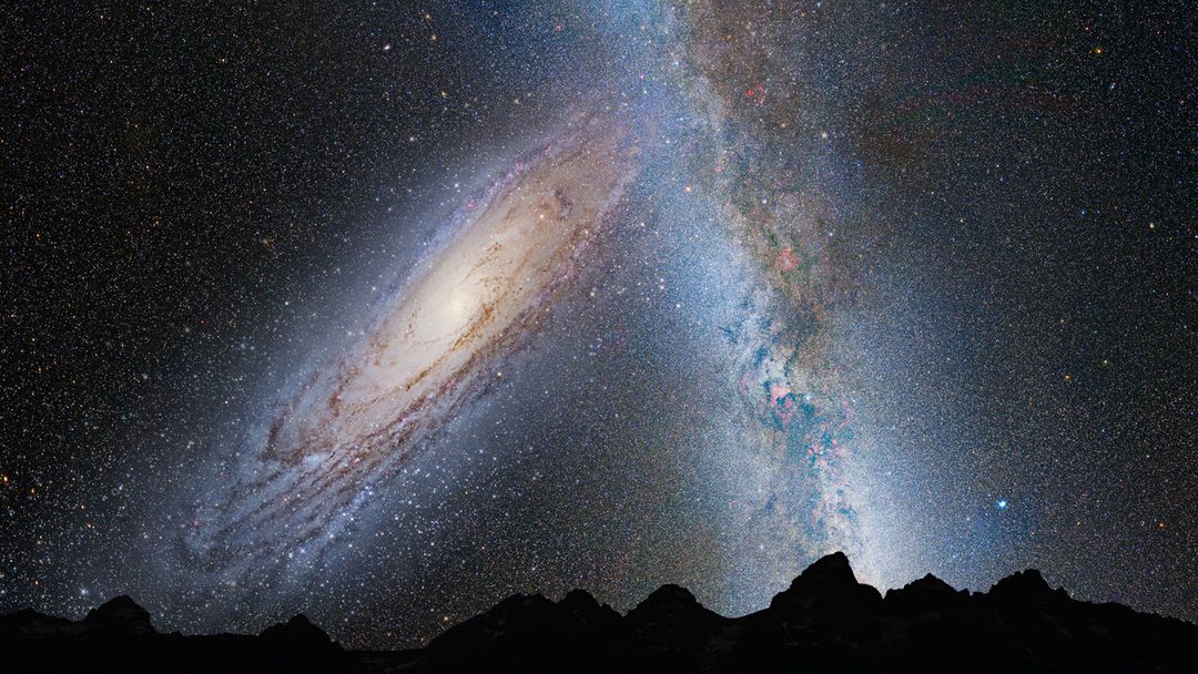 Predicted Merger of Milky Way and Andromeda Galaxy Night Sky Illustration - Free Images, Stock Photos and Pictures on Pikwizard.com