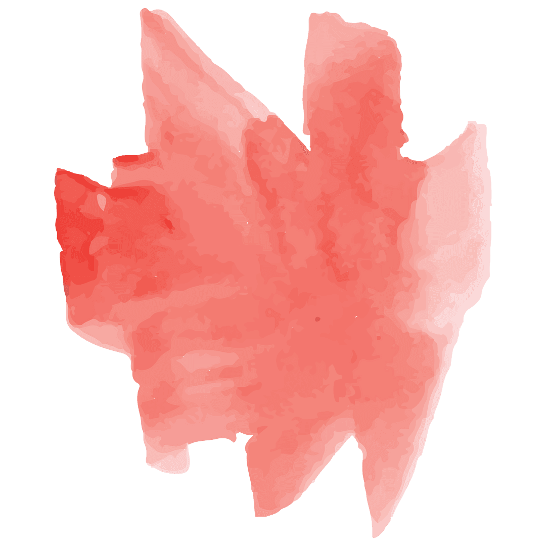 Red abstract watercolor shape on transparent background