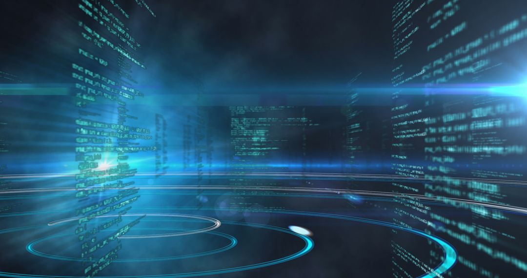 Abstract Digital Data Processing with Blue Light Trails