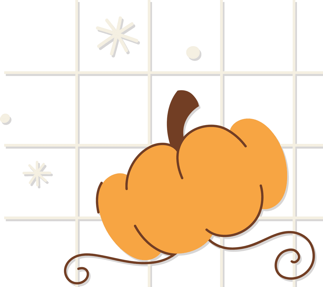 Flat Style Vibrant Pumpkin with Transparent Background and Burst Accents